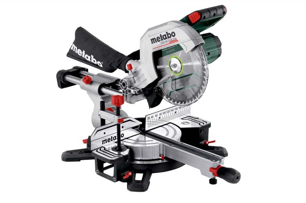 Metabo Belaidis kampinis pjūklas su 254 mm ašmenimis, skirtas medienos apdirbimui, nešiojamas pjūklas, kampinis pjūklas, skersinis pjūklas
