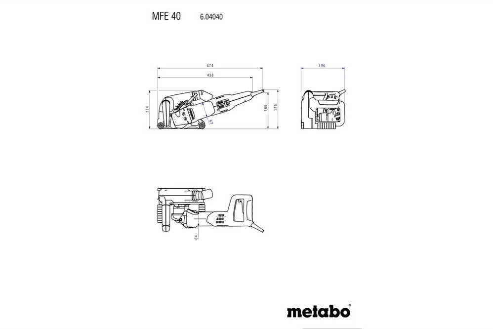 Mūro freza MFE 40 + 2 x Ø125 mm deimantiniai pjovimo diskai, Metabo