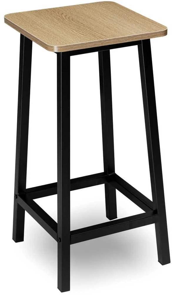 Metalinė baro kėdė virtuvei, 65 cm, juoda-ąžuolo, vintažinė, lofto, industrinio stiliaus, baro taburetė, pusbario kėdė