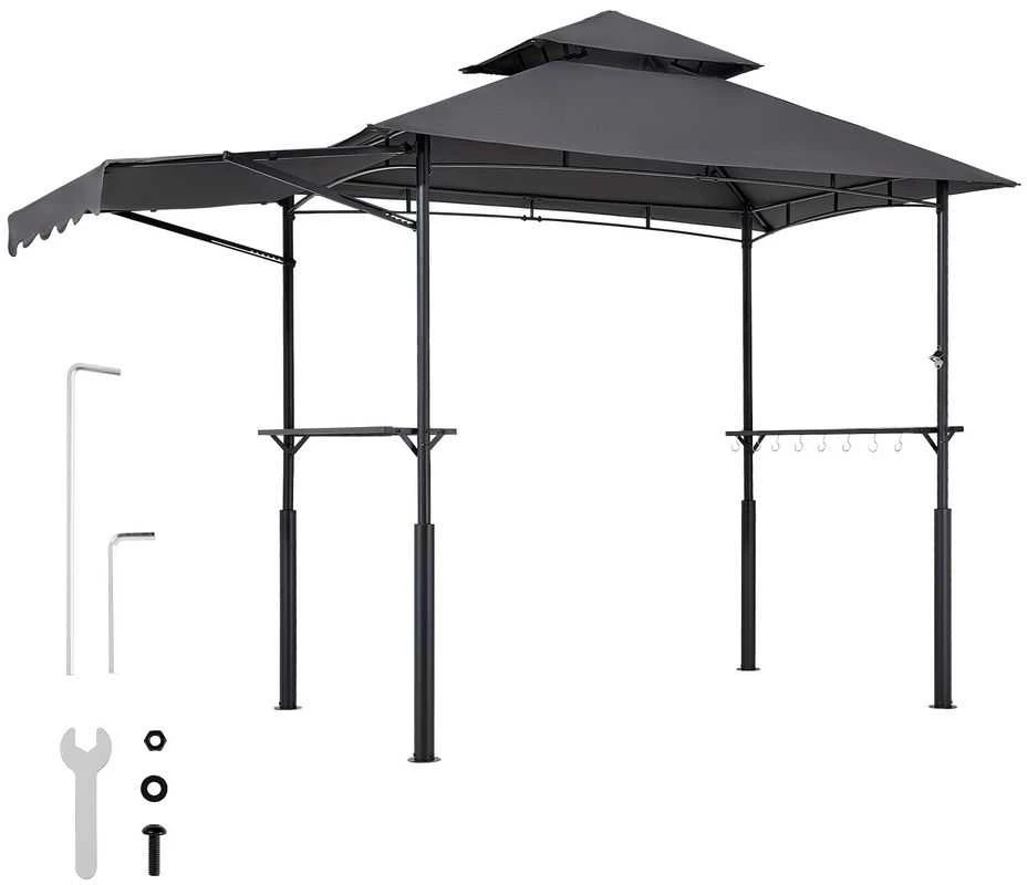 Metalinė BBQ pavėsinė, lauko grilio pastogė, sodo stogelis, terasos grilio palapinė, 2.43m x 1.5m grilio pavėsinė sodui
