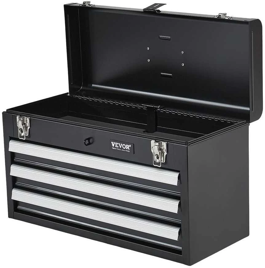 Metalinė įrankių dėžė, nešiojama metalinė dėžė su stalčiais, maža metalinė įrankių dėžė, 20.5 cm organizatorius, rakinama, milteliniu būdu dažyta dėžė