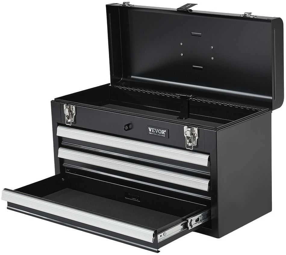 Metalinė įrankių dėžė, nešiojama metalinė dėžė su stalčiais, maža metalinė įrankių dėžė, 20.5 cm organizatorius, rakinama, milteliniu būdu dažyta dėžė