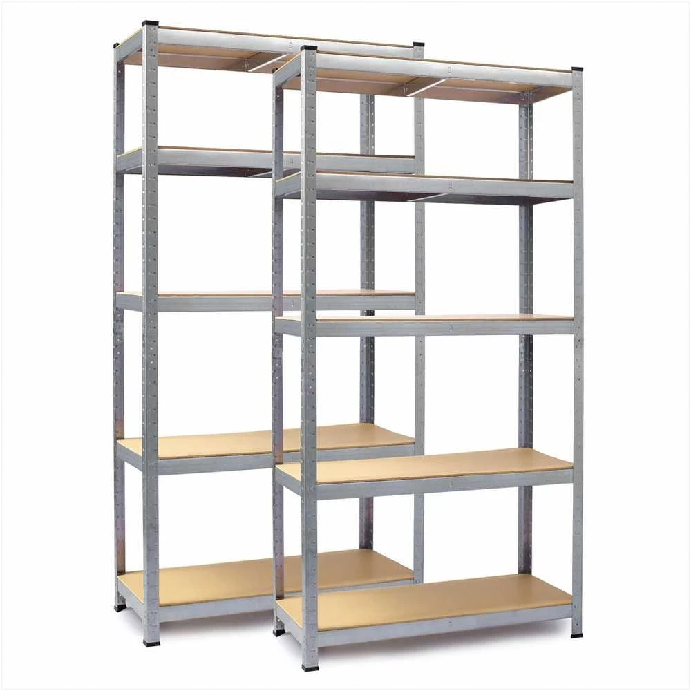 Metalinės lentynos, sunkios apkrovos laikymo lentynos, garažo lentynos, 150 x 75 x 30 cm, pramoninės lentynos, sandėlio lentynos, sidabrinės lentynos