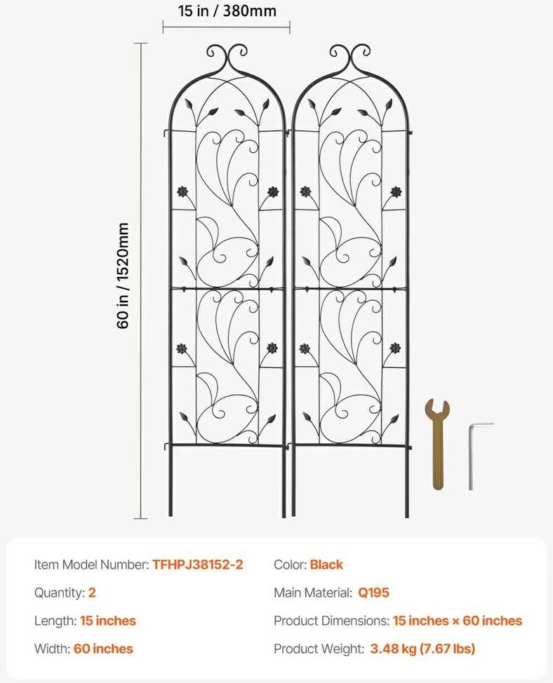 VEVOR Metalinės daržo grotelės augalams palaikyti 60x15 cm