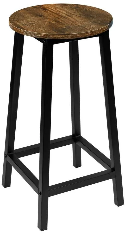 Metalinis baro kėdė FLINT, rustic loft stiliaus, sendinto ąžuolo sėdynė, 65 cm aukščio, virtuvės baro taburetė, pusbario kėdė
