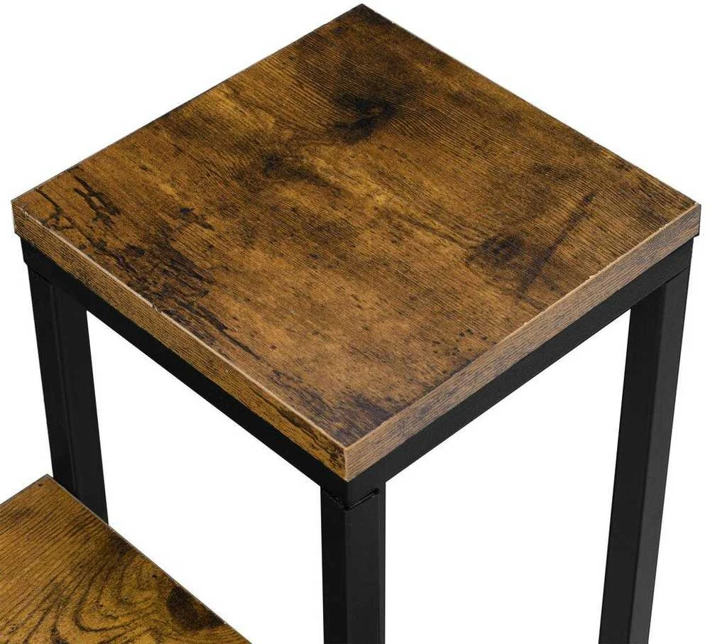 Metalinis gėlių stovas su mediniais padėklais dviems gėlėms Hazel, 67x34,5 cm