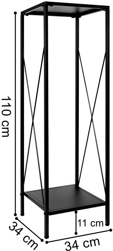 Metalinis malkinės stovas, 2 lentynos, juodas matinis, 100 kg, malkų laikiklis namams, malkų saugykla