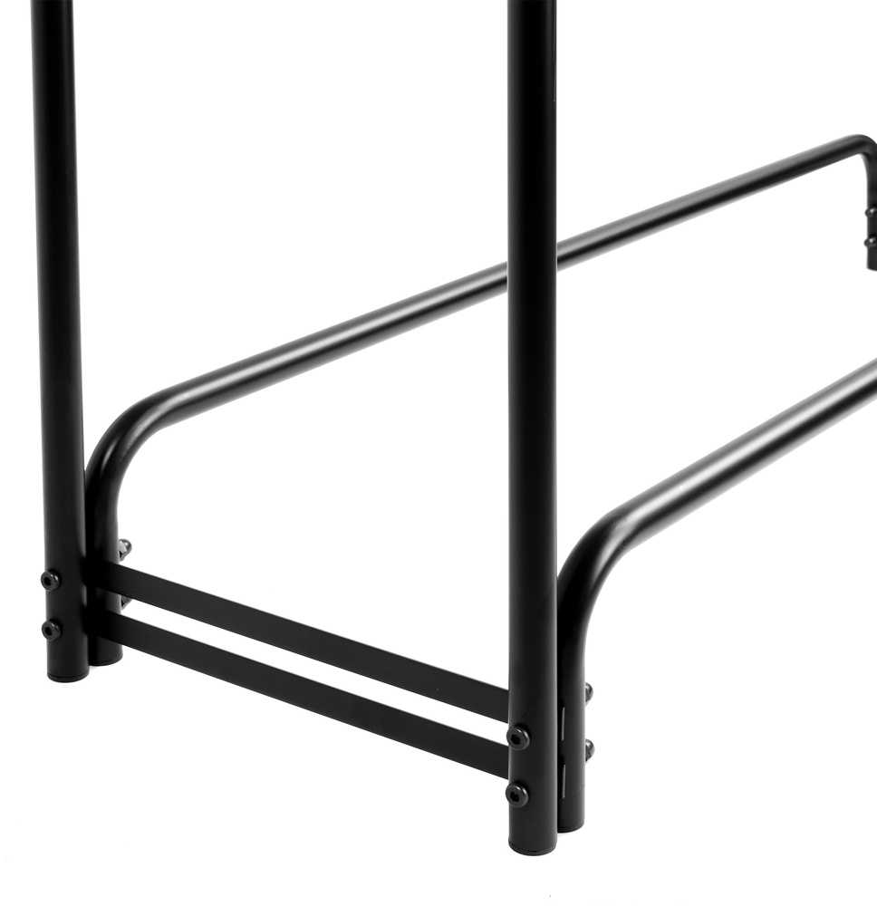 Metalinis malkinės stovas Mansur, milteliniu būdu dengtas plienas, 122 cm aukščio, juodas, malkų laikiklis namams, malkinė dėžė