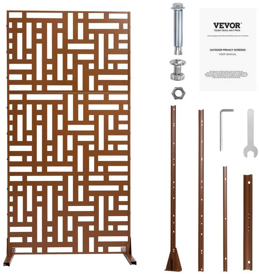 VEVOR Metalinė privatumo tvora 120 x 193 cm ruda