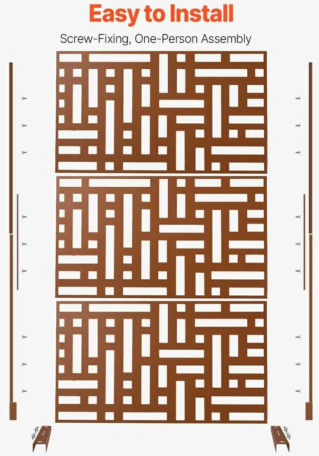 VEVOR Metalinė privatumo tvora 120 x 193 cm ruda