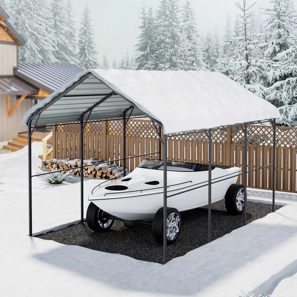 Metalinis stoginė, 3x4.5x3.15m sunkiasvorė automobilių pastogė, lauko garažas valtims, atspari oro sąlygoms automobilių apsauga