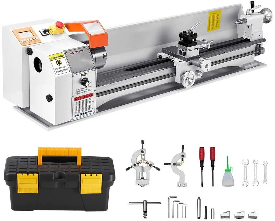 Metalinis tekinimo staklės 220x1000mm, automatinis padavimas, 1250W bešepetėlis variklis, tikslus stalinis tekinimo įrenginys, metalo apdirbimo staklės, mini tekinimo staklės
