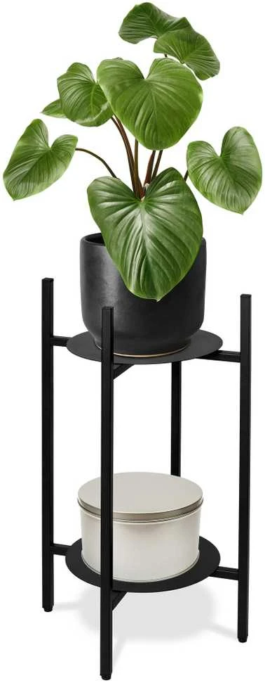 Metalinių augalų stovas SAMIR, juodas, gėlių stovas, 61 cm aukščio, moderniam vazonui, geležinis, kambariniams augalams