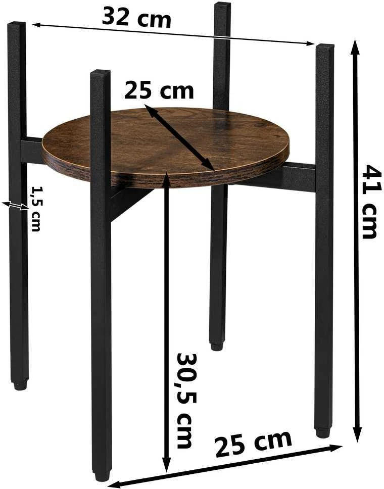 Metalinių gėlių stovas, juodas, kaimiškas, 40 cm, plieno augalų lentyna, metalinė lentynėlė gėlėms, geležinė stovelio lentyna