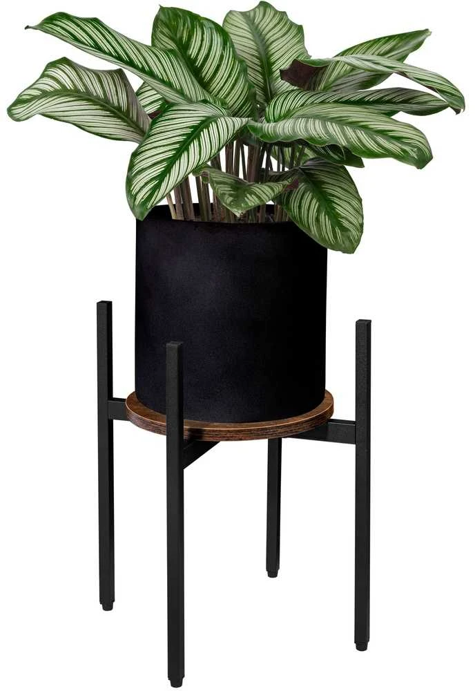 Metalinių gėlių stovas, juodas, kaimiškas, 40 cm, plieno augalų lentyna, metalinė lentynėlė gėlėms, geležinė stovelio lentyna