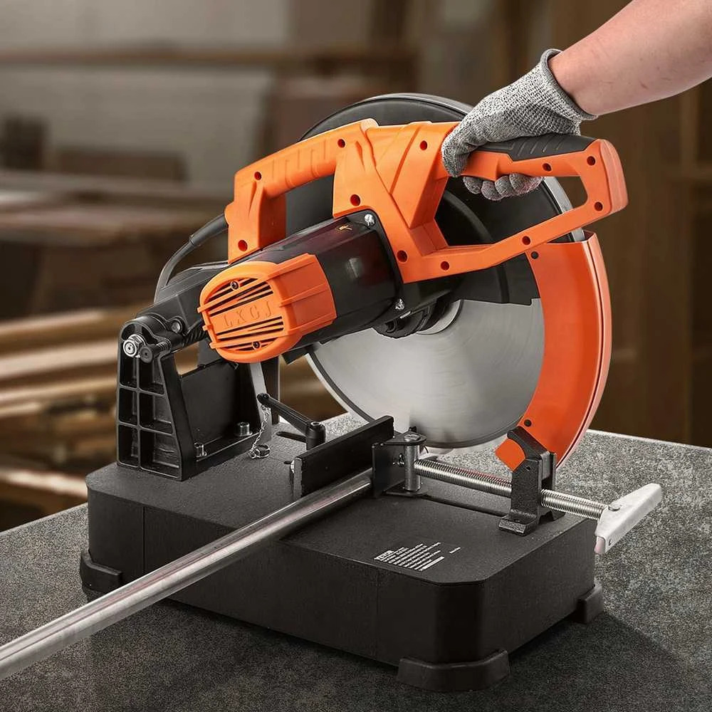 Metalo pjovimo diskinis pjūklas, 35.56 cm diskas, 45° kampas, sausam pjovimui, metalo pjūklas, kampinis pjūklas, diskinis metalo pjūklas