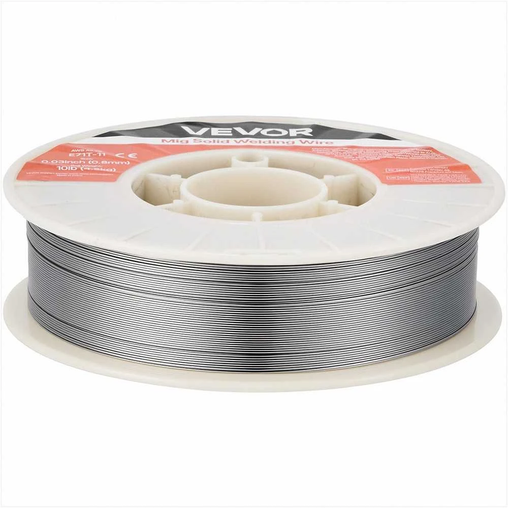 Miltelinė MIG suvirinimo viela visoms padėtims, mažo purslų kiekio savaime apsauganti viela angliniam plienui, 0.8 mm skersmuo, 4.5kg ritė, suvirinimo priedai