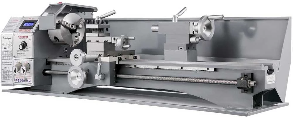 Mini metalo tekinimo staklės 750W, 220 x 600 mm, kintamu greičiu, metalo apdirbimui, gręžimui, tekinimui su atrama, tikslios