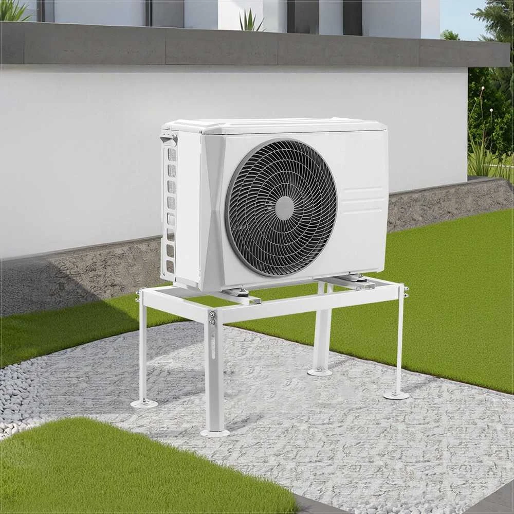 Mini Split antžeminis stovas kondicionieriams ir šilumos siurbliams, reguliuojamas antivibracinis sunkiasvoris lauko bloko laikiklis, 200 kg galia, 850x430x400 mm