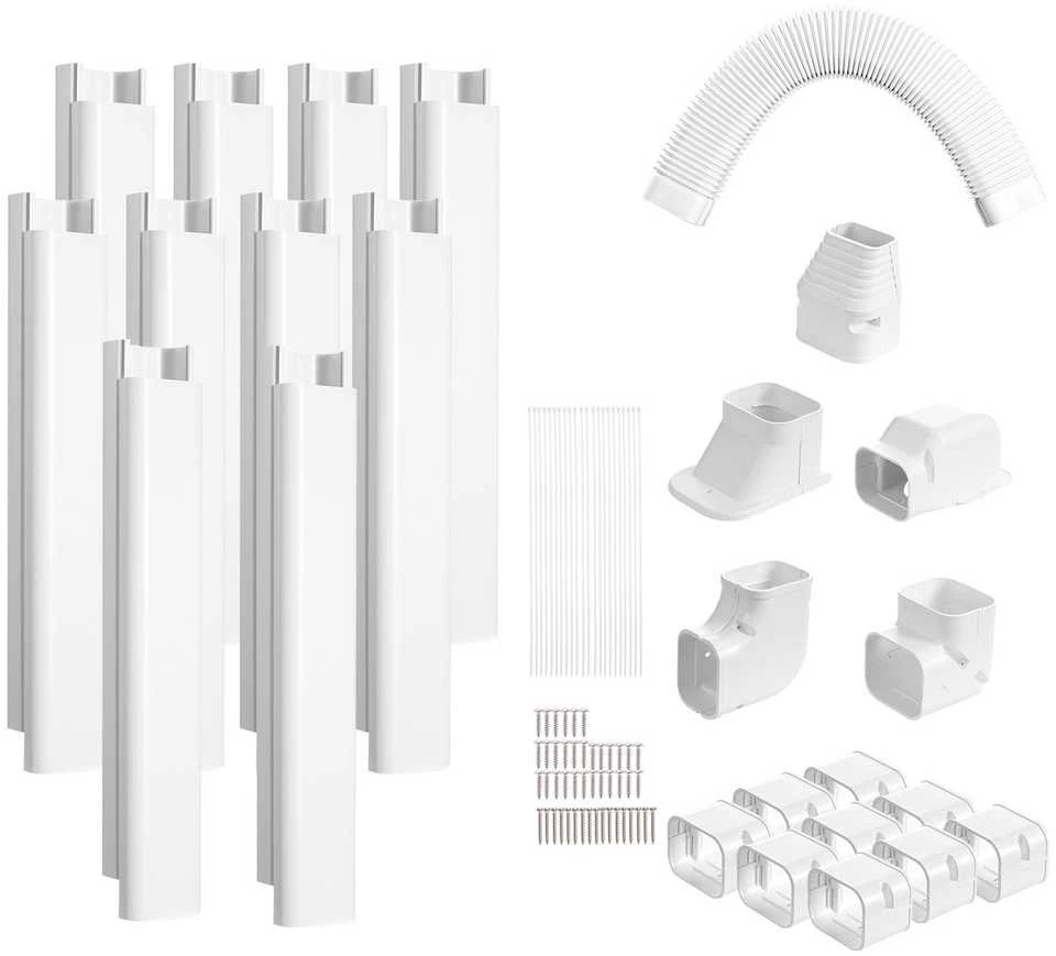 Mini Split linijos rinkinio dangtis, 75 mm pločio, 5400 mm ilgio, PVC dekoratyvinis vamzdynų dangtis oro kondicionieriui, dažomas AC linijos dangtis