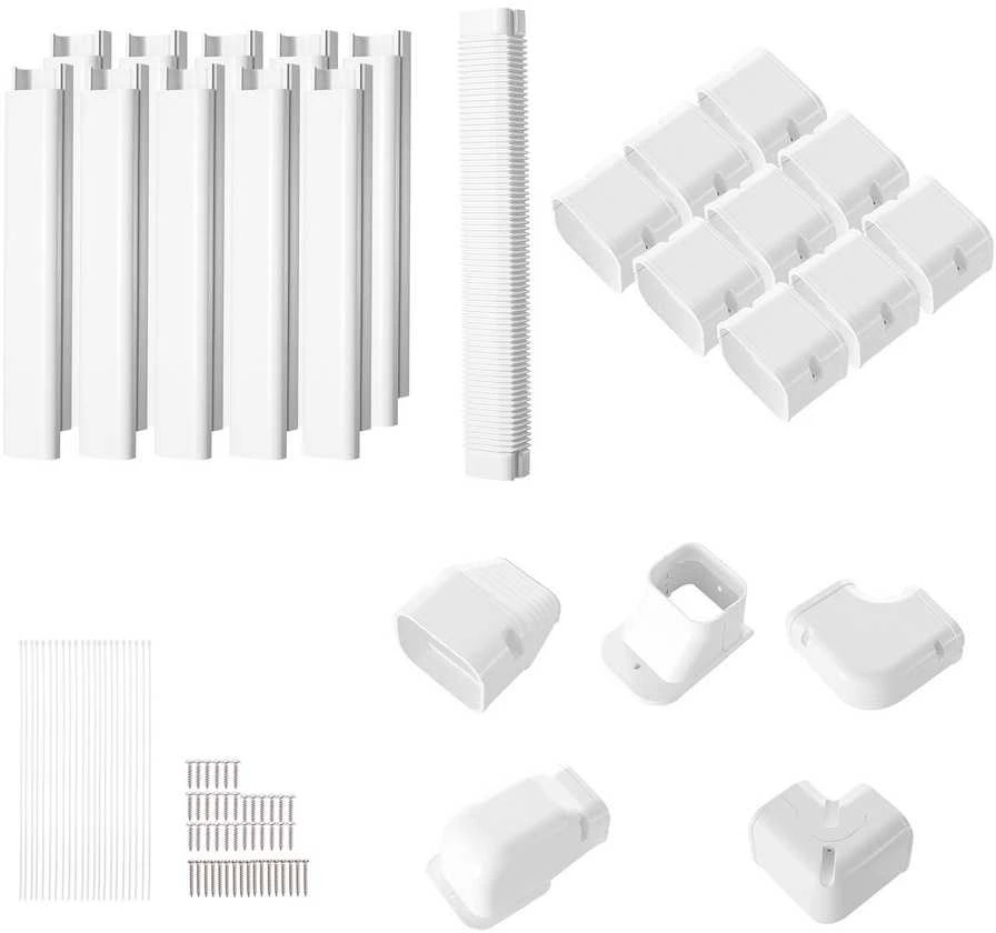 Mini Split linijos rinkinio dangtis, 75 mm pločio, 5400 mm ilgio, PVC dekoratyvinis vamzdynų dangtis oro kondicionieriui, dažomas AC linijos dangtis