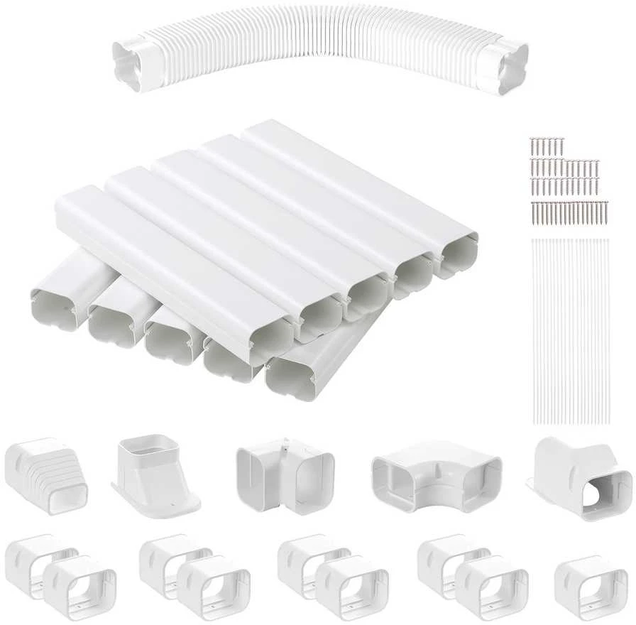Mini Split linijos rinkinio dangtis, 75 mm pločio, 5400 mm ilgio, PVC dekoratyvinis vamzdynų dangtis oro kondicionieriui, dažomas AC linijos dangtis