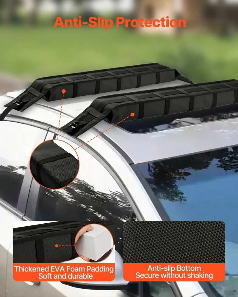 Minkšti stogo bagažinės laikikliai, 33 colių, 80 kg keliamoji galia, baidarėms, kanojoms, irklentėms, bagažui, automobilio stogo laikikliai