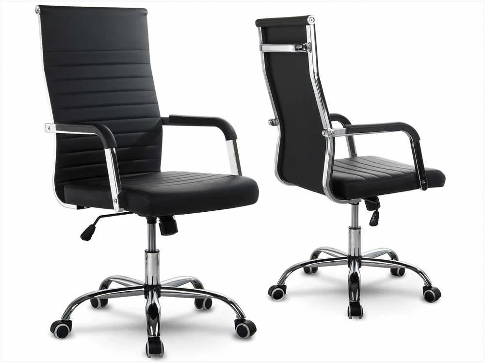 Moderni biuro kėdė, ergonomiškas dizainas, juoda vadovo kėdė, pasukama kėdė, patogi darbo kėdė