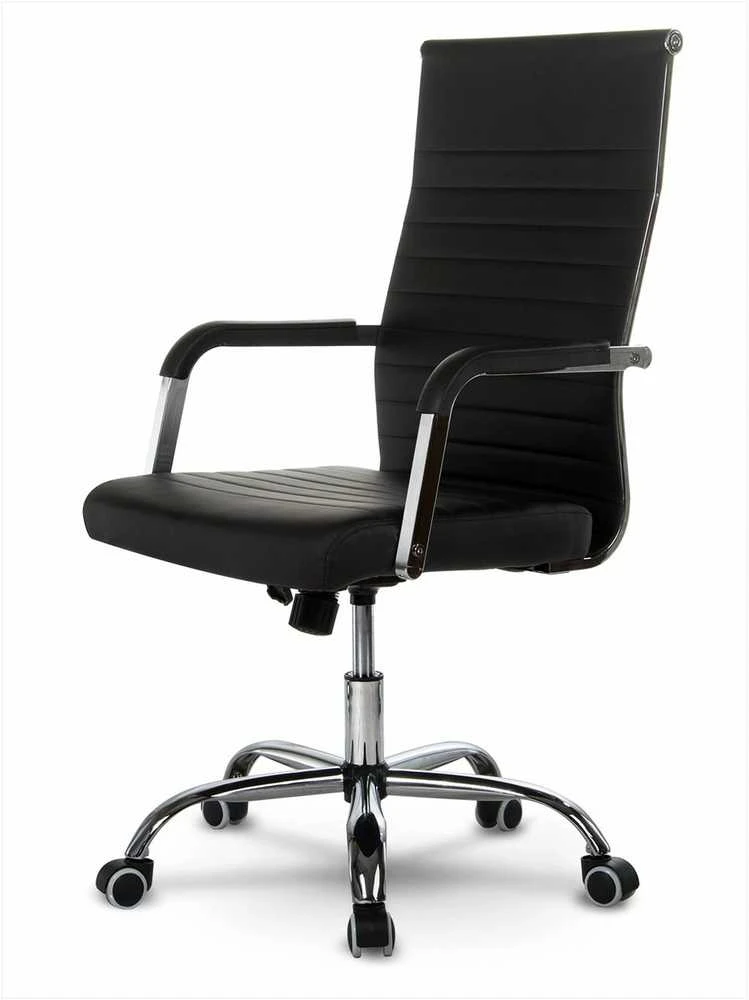 Moderni biuro kėdė, ergonomiškas dizainas, juoda vadovo kėdė, pasukama kėdė, patogi darbo kėdė