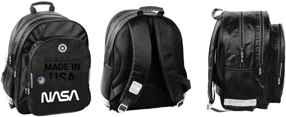 Mokyklinė kuprinė Nasa Made in USA, juoda, 38 cm
