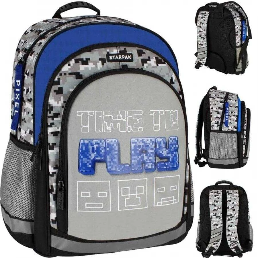 Mokyklinė kuprinė Starpak Pixel Pilkas 527188