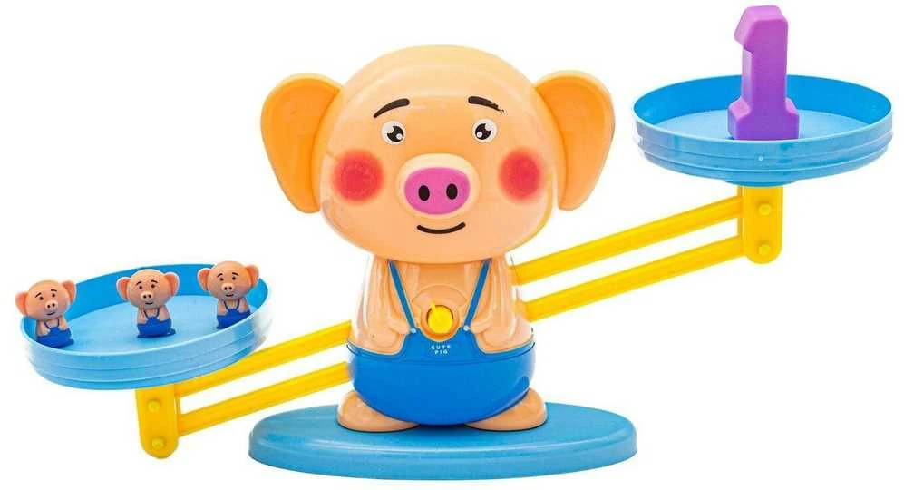 Mokymosi skaičiuoti žaidimas Piggy Balance Shuffleboard
