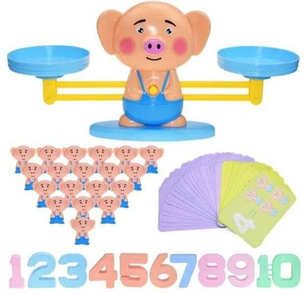 Mokymosi skaičiuoti žaidimas Piggy Balance Shuffleboard