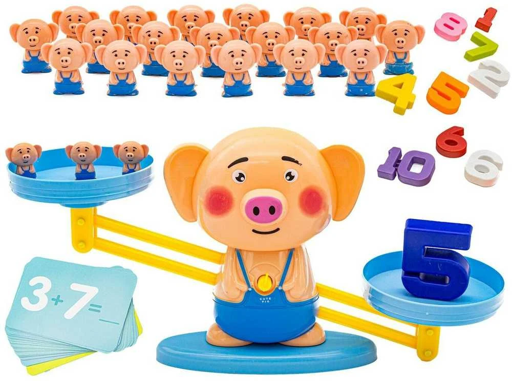 Mokymosi skaičiuoti žaidimas Piggy Balance Shuffleboard