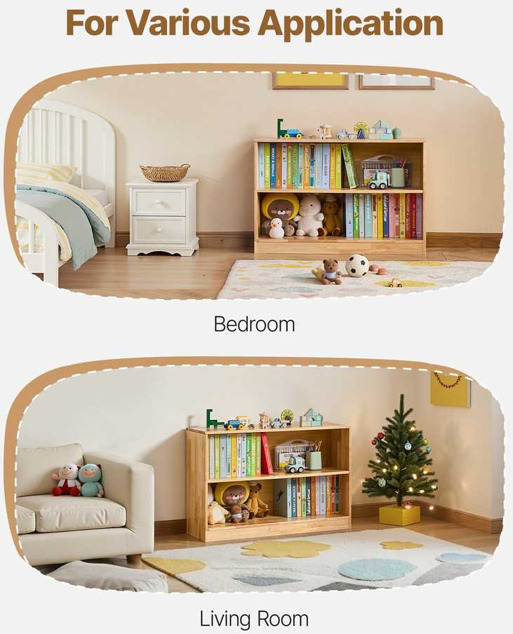 Montessori knygų lentyna, 87 cm žaislų laikymo spintelė, 2 aukštų vaikų vitrina, darželio baldai, vaikų miegamojo knygų lentyna
