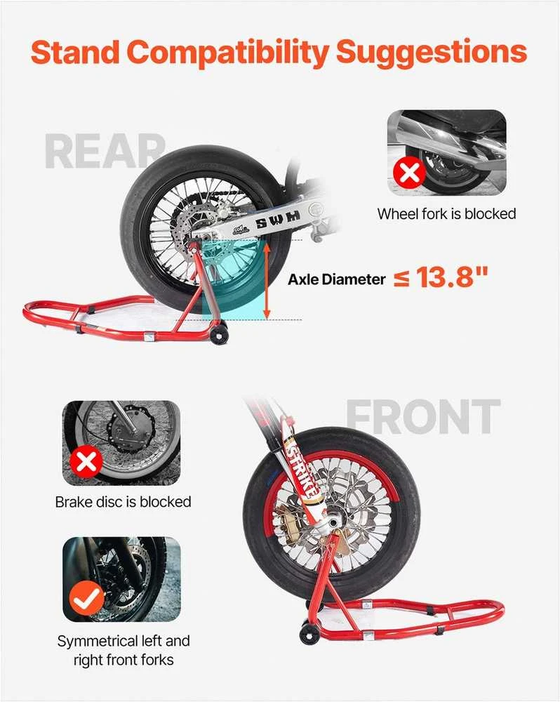 VEVOR Motociklų priekio ir galinio stovo kėliklis