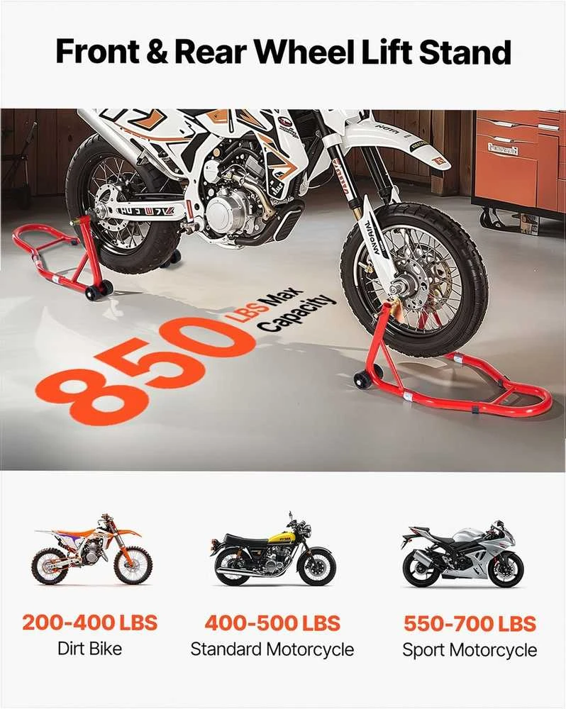 VEVOR Motociklų priekio ir galinio stovo kėliklis