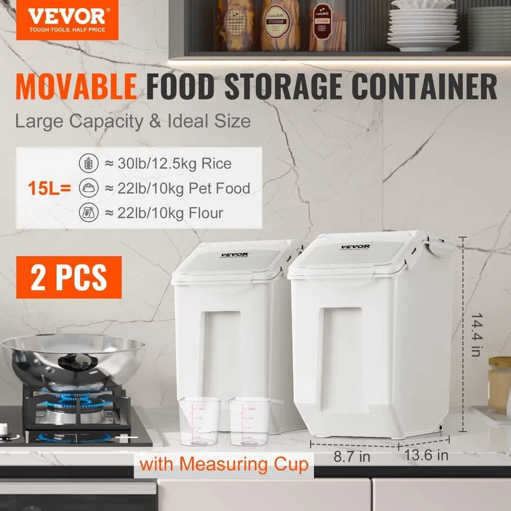 VEVOR Laikymo konteineriai su dozatoriais 2 x 15L