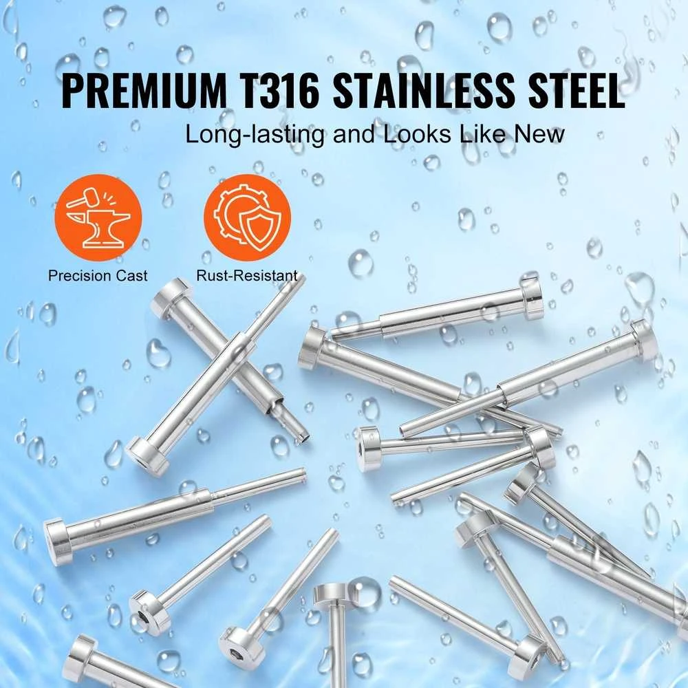 Nematomas trosų turėklų komplektas 3.2mm plieniniams lynams, metaliniams stulpams, nerūdijančio plieno, DIY turėklai, metaliniai turėklai