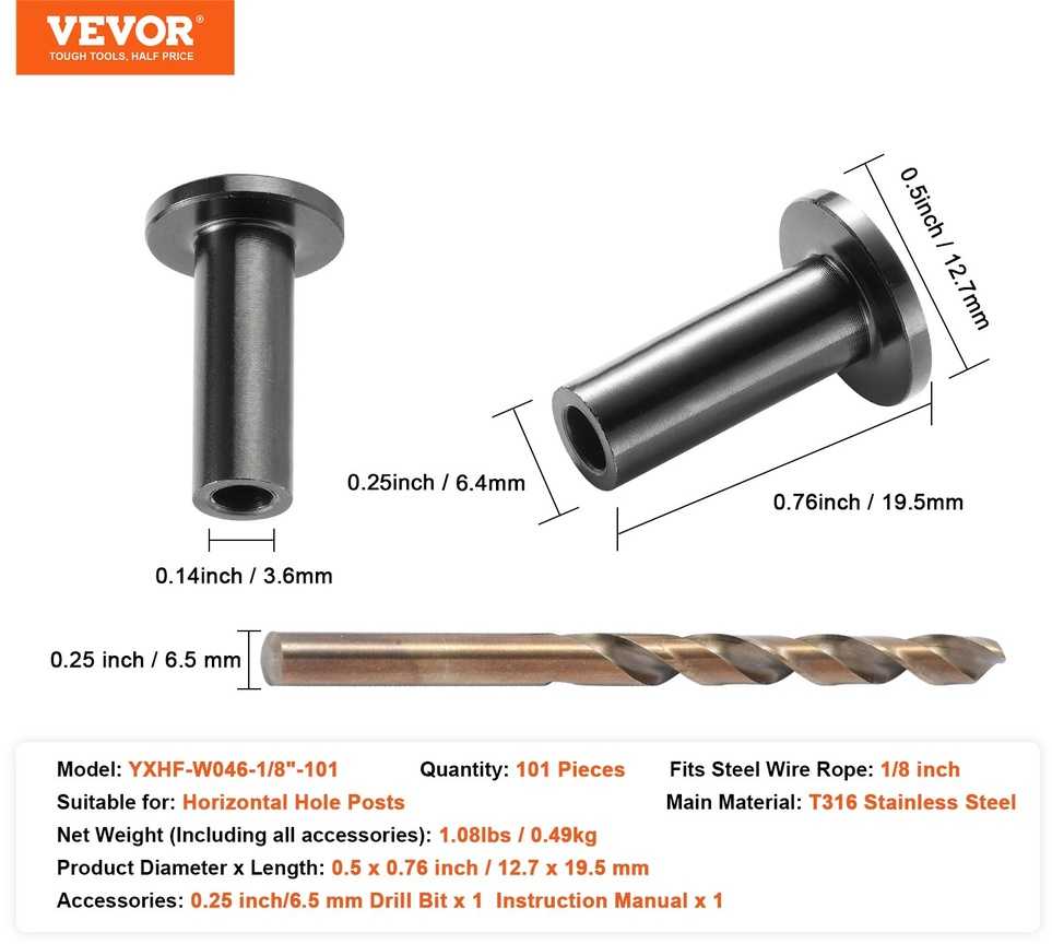 Nerūdijančio plieno apsauginės įvorės 3.2mm trosui, juodos, DIY turėklai, 1/8 colio trosų apsaugos, T316 plienas, trosų turėklų apsaugos.
