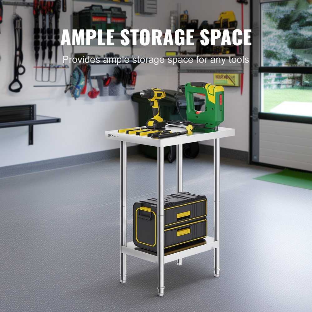 Nerūdijančio plieno darbo stalas 610x457x864 mm maisto ruošimui, komercinis, metalinis, virtuvės, gamybos