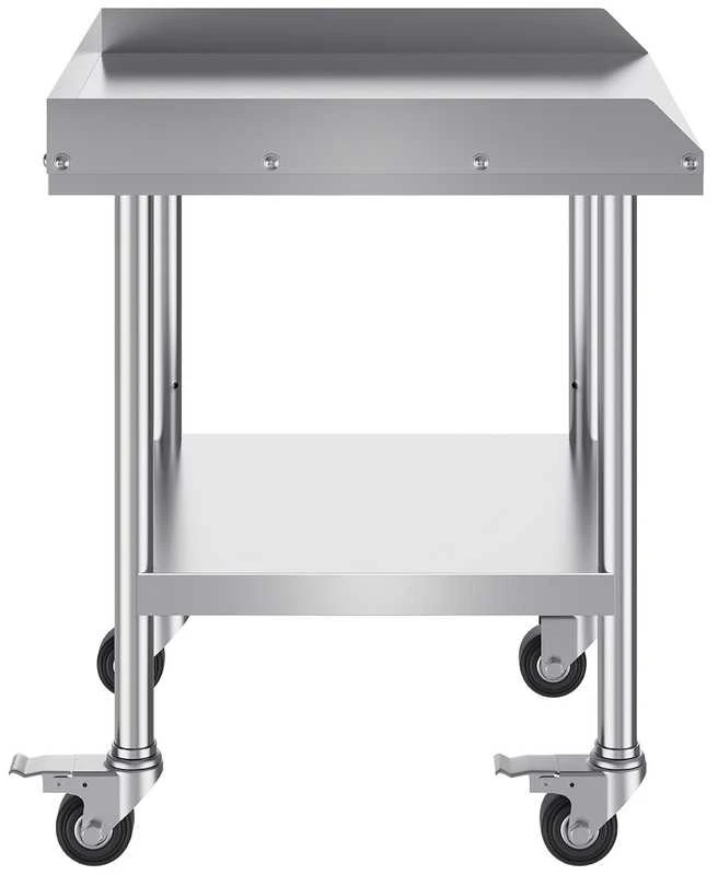 Nerūdijančio plieno darbo stalas 610x610 mm su ratukais, komercinis maisto ruošimo stalas, metalinis restorano stalas, virtuvės stalas, gamybos stalas