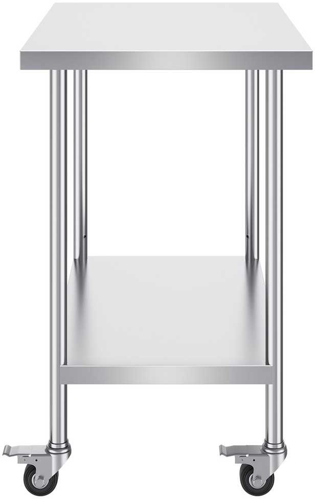 Nerūdijančio plieno darbo stalas 610x914 mm, 4 ratukai, komercinis maisto ruošimo stalas, virtuvės darbastalis, nerūdijančio plieno stalviršis
