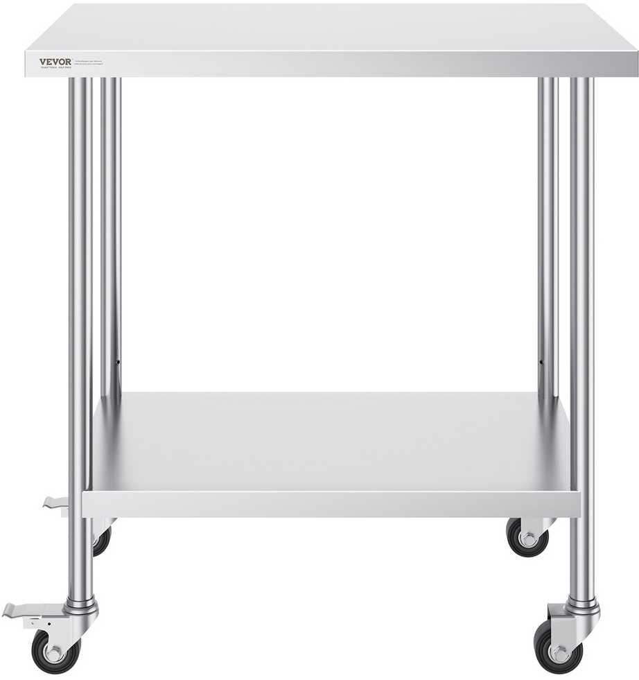 Nerūdijančio plieno darbo stalas 610x914 mm, 4 ratukai, komercinis maisto ruošimo stalas, virtuvės darbastalis, nerūdijančio plieno stalviršis