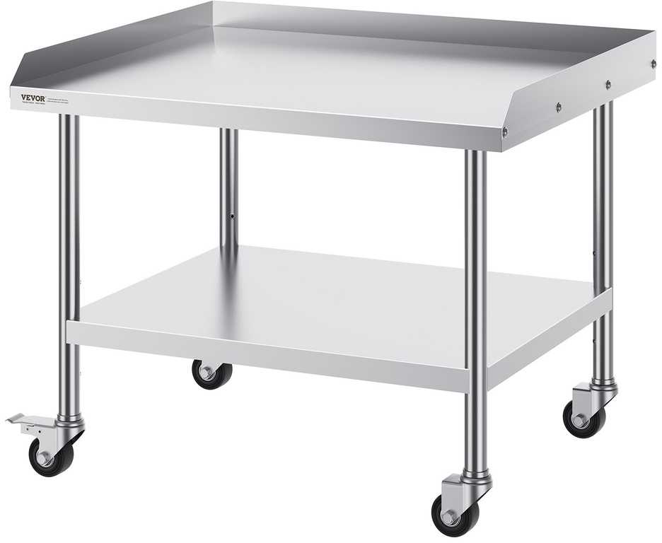 Nerūdijančio plieno darbo stalas 76.2 x 91.4 cm su ratukais, komercinis maisto ruošimo stalas, virtuvės stalas, restoranų įrangai