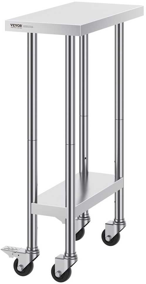 VEVOR Nerūdijančio plieno darbinis stalas 61x30cm su ratukais