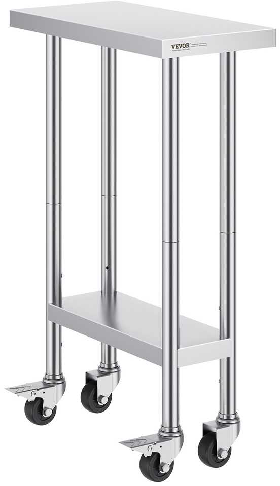 VEVOR Nerūdijančio plieno darbinis stalas 61x30cm su ratukais