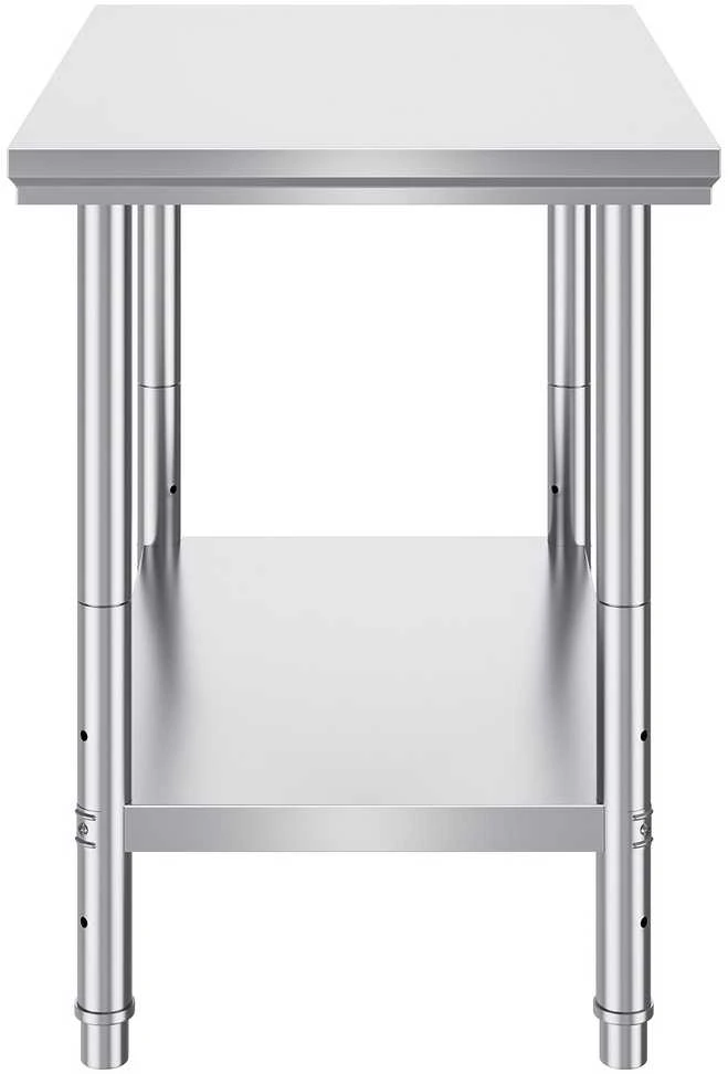 Nerūdijančio plieno darbo stalas komercinei virtuvei 900x600x800 mm, reguliuojama lentyna, maisto ruošimo stalviršis, restorano stalas
