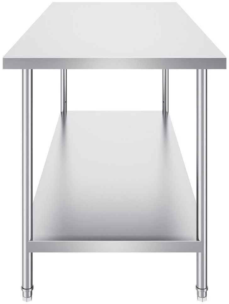 Nerūdijančio plieno darbo stalas, komercinis maisto ruošimo stalas, 76.2x182.9 cm, NSF sertifikuotas, reguliuojamo aukščio lentynos, virtuvės stalas, restoranų įranga