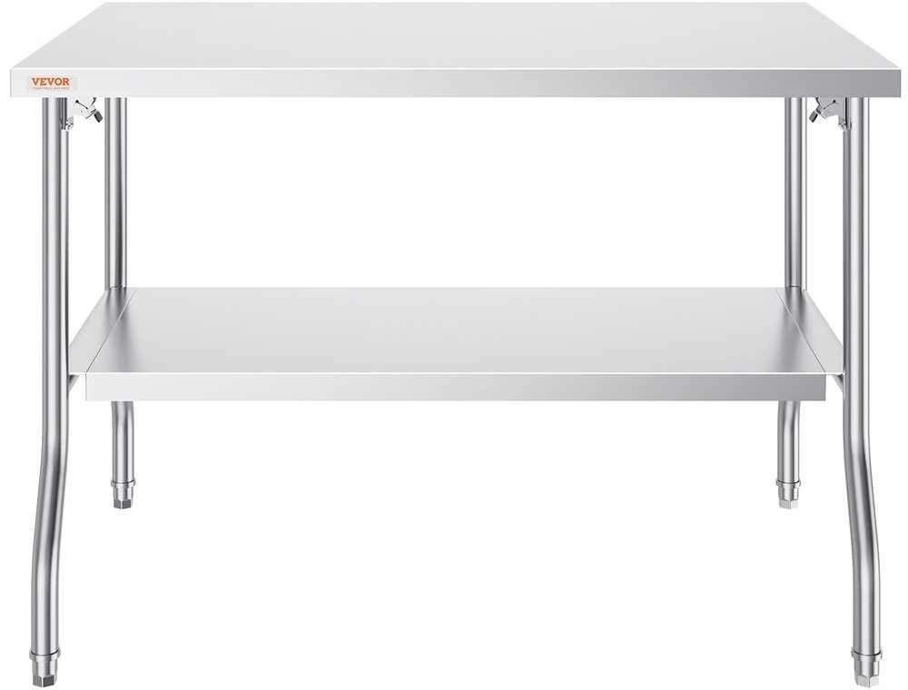 Nerūdijančio plieno darbo stalas, komercinis paruošimo stalas, sunkiasvorė virtuvės sala, 1220 x 760 mm darbo vieta